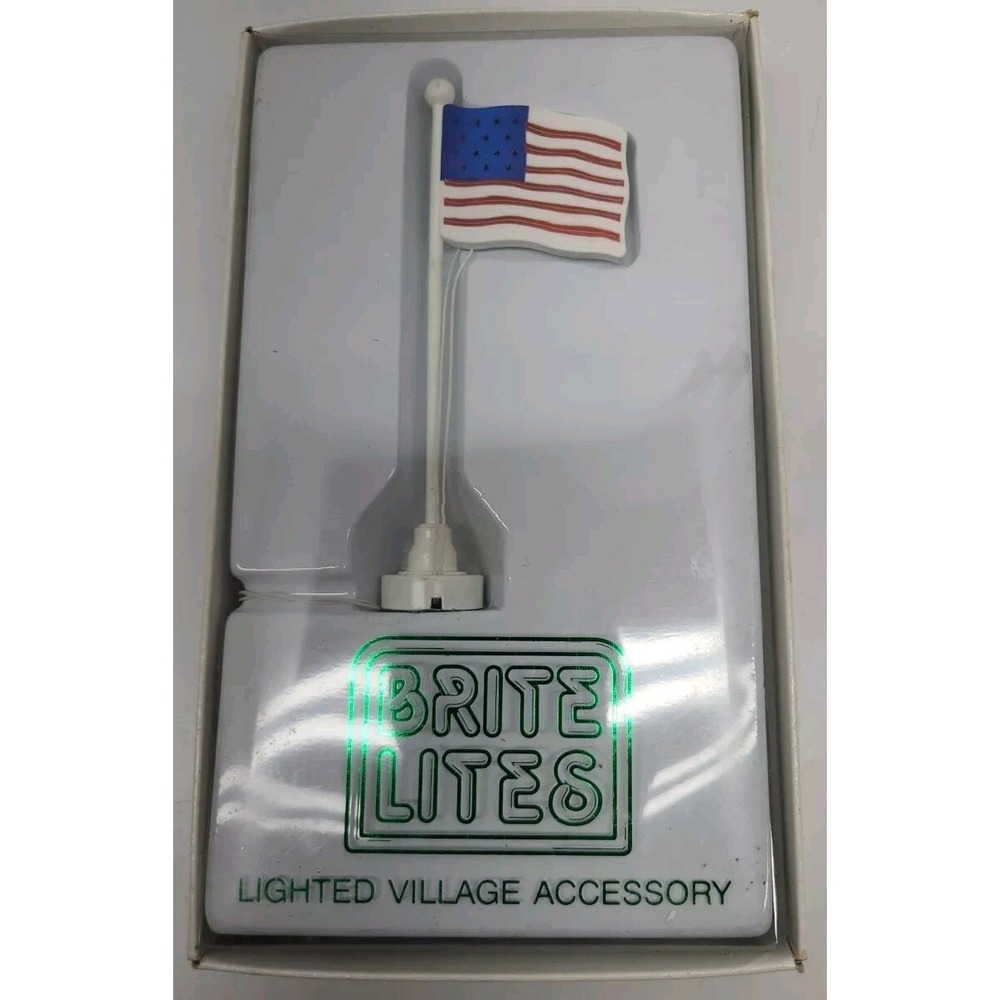 Christmas Village Accessory Light Department 56 Brite‎ Lites Flag Pole